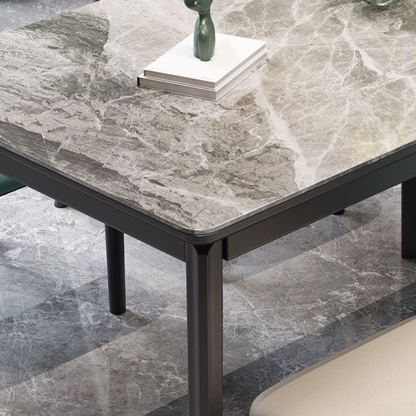 Fixed Minimalist Sintered Stone Top Kitchen Table Set of 4 Black Legs for Dining Room Clearhalo 'Dining Room Sets' 'Dining Tables & Seating' 'dining_room_set' 'furn' 'furn_dining_room_set' 'Furniture' 'furniture_dining_room_set' 'Kitchen & Dining Furniture' 'kitchen&dining_furn' 'kitchen' 1200x1200_eeaff775-602b-42f7-bde2-0a88cb47d720