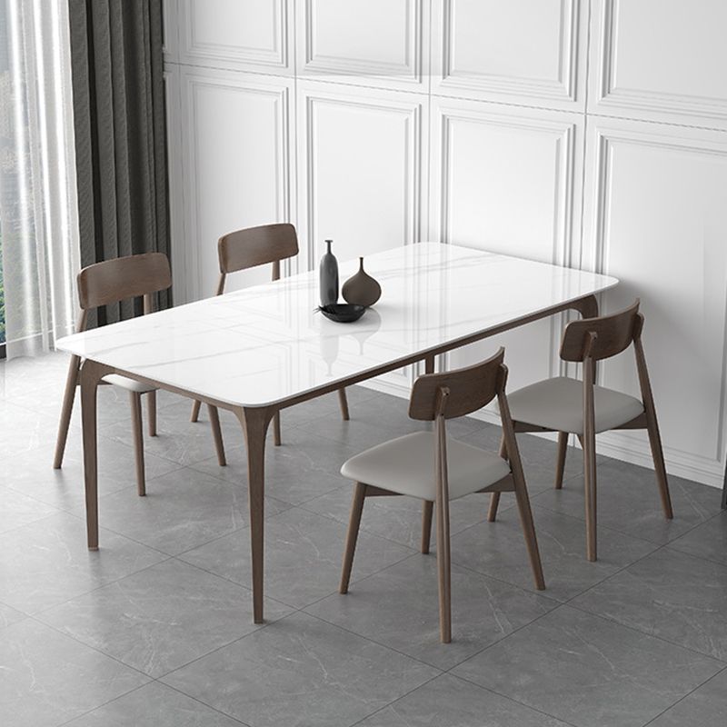 Mid-Century Dinette Table Rectangle Stone Dining Table in White Clearhalo 'Dining Tables & Seating' 'Dining Tables' 'dining_table' 'furn' 'furn_dining_table' 'Furniture' 'Kitchen & Dining Furniture' 1200x1200_eeb1403f-dcdd-42b2-b371-3b06bd5856ec