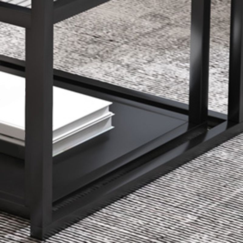 Minimalist Glass Top Coffee Table Round Open Shelf Cocktail Table Clearhalo 'Coffee & Accent Tables' 'Coffee Tables' 'coffee_tables' 'furn' 'furn_coffee_tables' 'Furniture' 'Living Room Furniture' 1200x1200_eeb186cb-4476-4f0e-bf1a-ea442d351341