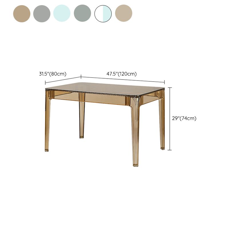Modern Tempered Glass Desktop Geometric Acrylic Legs Dining Table for Dining Room Clearhalo 'Dining Tables & Seating' 'Dining Tables' 'dining_table' 'furn' 'furn_dining_table' 'Furniture' 'Kitchen & Dining Furniture' 1200x1200_eeb1b0de-6f8a-45f2-9644-020376a96b3f