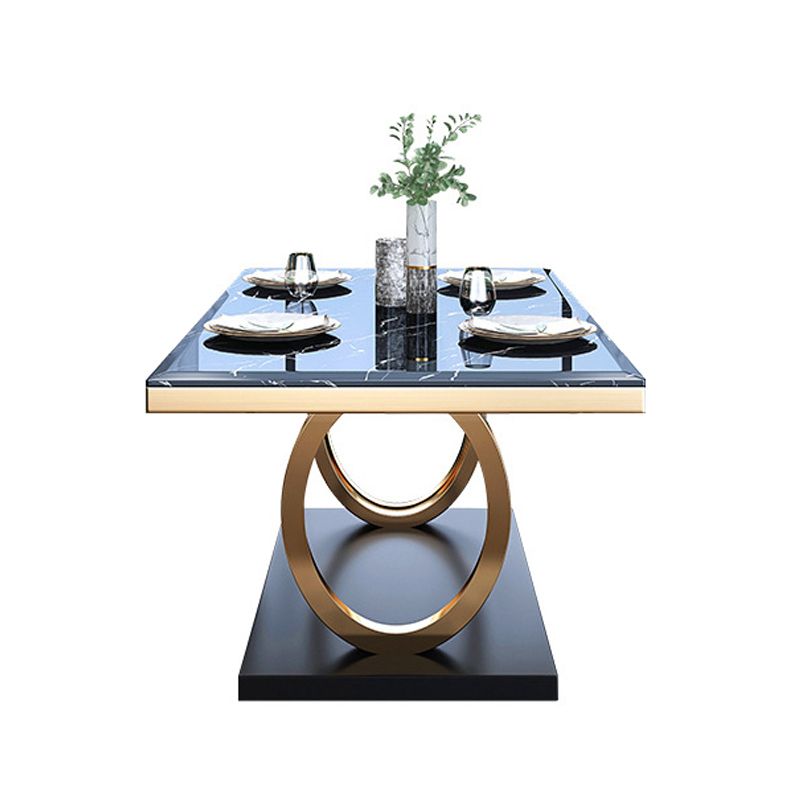 Traditional Luxury Dining Table Rectangle Stone Dining Table with Gold Frame for Home Use Clearhalo ' dining_table' 'Dining Tables & Seating' 'Dining Tables' 'furn' 'furn_dining_table' 'Furniture' 'furniture_dining_table' 'Kitchen & Dining Furniture' 'kitchen&dining_furn' 'kitchen' 'kitchen_dining_table' 1200x1200_eeb1cc8c-15c2-403c-a1be-3a74b303532e