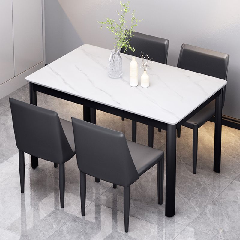 Industrial Style Sintered Stone Dining Table 4 Legs Base Rectangle Table for Home Clearhalo ' dining_table' 'Dining Tables & Seating' 'Dining Tables' 'furn' 'furn_dining_table' 'Furniture' 'furniture_dining_table' 'Kitchen & Dining Furniture' 'kitchen&dining_furn' 'kitchen' 'kitchen_dining_table' 1200x1200_eeb222fc-2cfb-4874-8c69-ace36b0a47cf