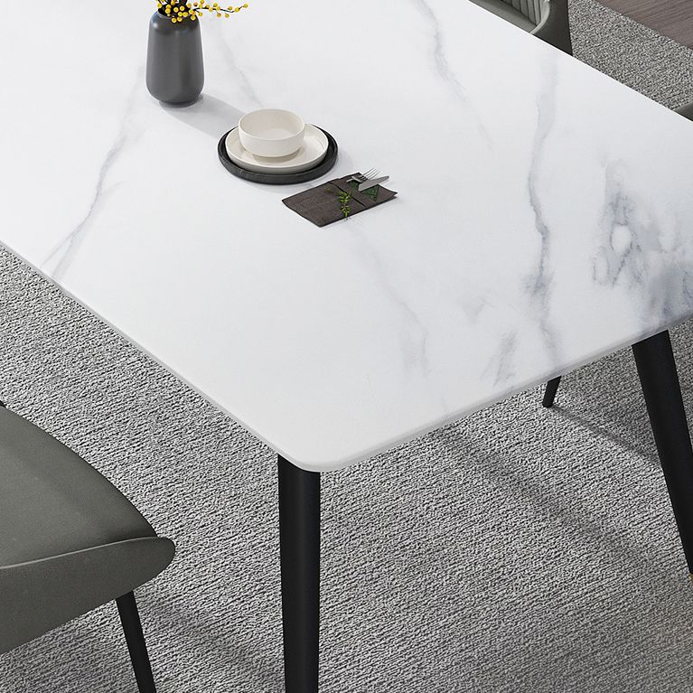 Contemporary Rectangle Shape Sintered Stone Dining Table Kitchen Dining Table with 4 Legs Base Clearhalo ' dining_table' 'Dining Tables & Seating' 'Dining Tables' 'Furniture' 'furniture_dining_table' 'Kitchen & Dining Furniture' 'kitchen&dining_furn' 'kitchen' 'kitchen_dining_table' 1200x1200_eeb2fcf9-0e3f-47a5-820a-8c7e875ab046