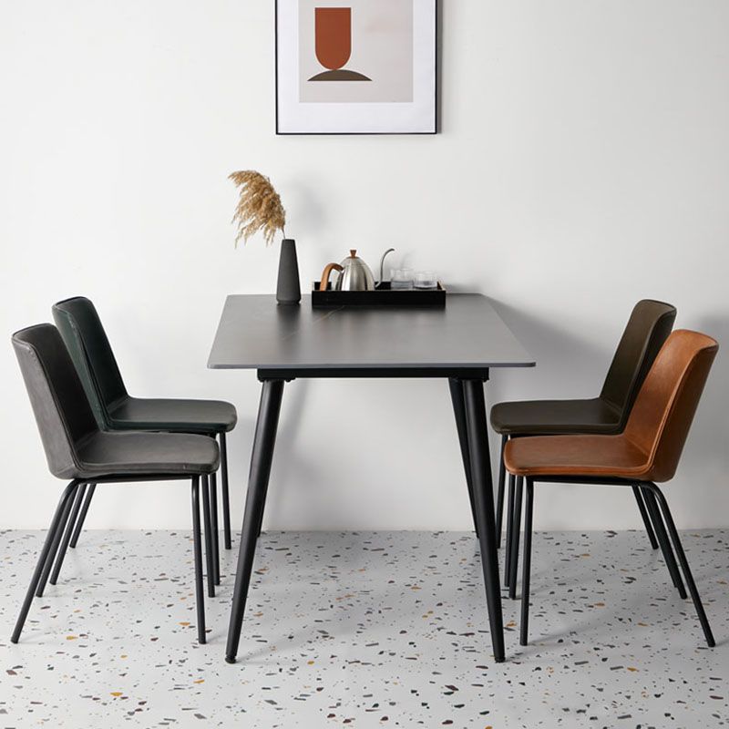 Industrial Design Armless Solid Back Chair for Kitchen Leather Dining Side Chair Clearhalo ' kitchen&dining_furn' 'Dining Chairs' 'Dining Tables & Seating' 'dining_chair' 'furn' 'furn_dining_chair' 'Furniture' 'furniture_dining_chair' 'Kitchen & Dining Furniture' 'kitchen' 1200x1200_eeb3dc58-7013-4b58-8d98-d54040776522