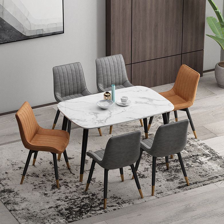 Metal Contemporary Side Chair PU Leather Solid Back Chair Indoor Dining Chairs Clearhalo ' kitchen&dining_furn' 'Dining Chairs' 'Dining Tables & Seating' 'dining_chair' 'Furniture' 'furniture_dining_chair' 'Kitchen & Dining Furniture' 'kitchen' 1200x1200_eeb51c4d-1504-40ca-be44-6be0cab0b88e