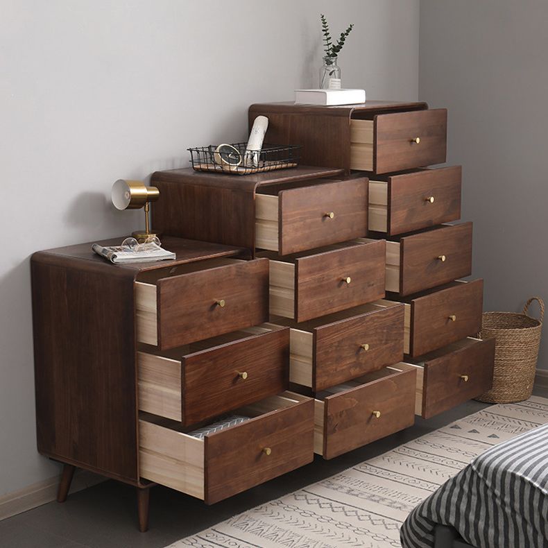 Mid-Century Modern Chest with Drawers and Straight Legs in Brown