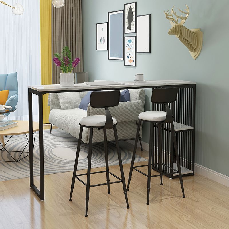 Modern Stone White Counter Set 1/2/3 Pieces Rectangle Storage Table and Stool Set Clearhalo 'Bar Furniture' 'furn' 'furn_home_bar_bar_sets' 'Furniture' 'Home Bars & Bar Sets' 'home_bar_bar_sets' 'Kitchen & Dining Furniture' 1200x1200_eeb625eb-65d4-4cd9-bf4e-8a1dca59b8b8