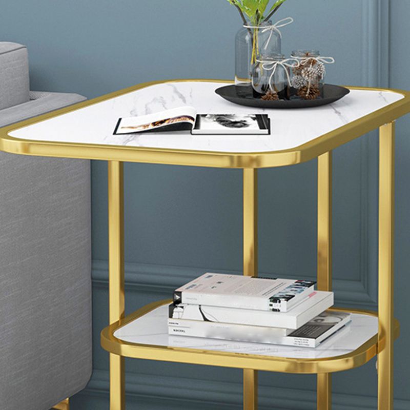 Modern Metal C Side Table Rectangular Top Side Table with Shelf Clearhalo 'Coffee & Accent Tables' 'End & Side Tables' 'end_side_tables' 'furn' 'furn_end_side_tables' 'Furniture' 'Living Room Furniture' 1200x1200_eeb7394e-7c1e-49f8-b3a8-47dfa5fb517a
