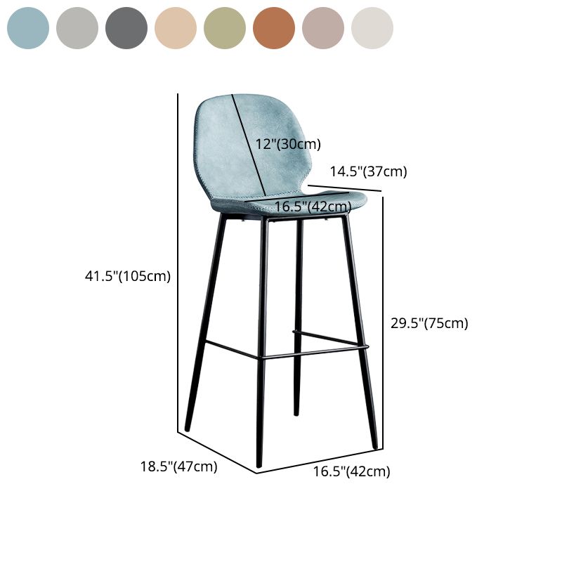 Modern Armless Backrest Counter Stool Iron Bedroom Bar Stool with Leather Cushion Clearhalo 'Bar Furniture' 'Bar Stools' 'bar_stools' 'furn' 'furn_bar_stools' 'furniture_bar_stools' 'Kitchen & Dining Furniture' 'kitchen&dining_furn' 'kitchen' 'kitchen_furn' Furniture' 1200x1200_eeb74acb-a98b-40ac-a991-f99c635dc95c