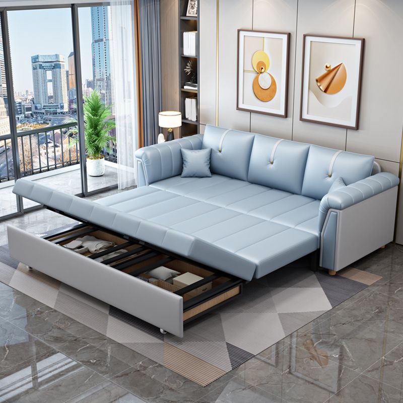 Square Arm Standard Couch Bed Contemporary Faux Leather Bed Sofa Couch Clearhalo 'furn' 'furn_sofas' 'Furniture' 'Living Room Furniture' 'Sofa' 'sofas' 1200x1200_eeb87c6a-68f7-4262-9722-9a46f26f8077