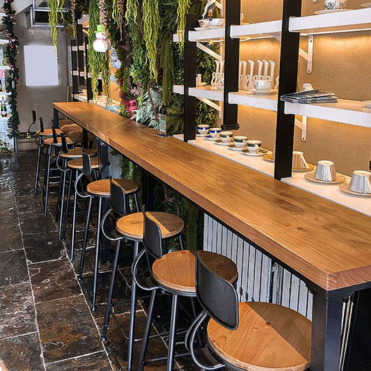 Industrial Style Bar Table Solid Wood Top Bistro Table with Trestle Base Clearhalo 'Bar Furniture' 'Bar Tables' 'bar_tables' 'furn' 'furn_bar_tables' 'Furniture' 'Kitchen & Dining Furniture' 1200x1200_eeb8b2f8-53f9-4984-bf7a-7d43834dd43b