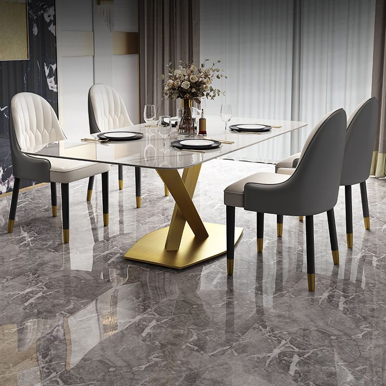 Glam 1/2/5/6/7 Pieces Dining Set Metal Dining Table Set with Pedestal Base Clearhalo 'Dining Room Sets' 'Dining Tables & Seating' 'dining_room_set' 'furn' 'furn_dining_room_set' 'Furniture' 'furniture_dining_room_set' 'Kitchen & Dining Furniture' 1200x1200_eeb92002-78c2-4769-9429-4211b31bd617