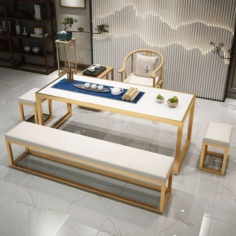 Contemporary Upholstered Bench Home Rectangle Seating Bench in White with Metal Legs Clearhalo 'Benches' 'Chairs & Seating' 'furn' 'furn_benches' 'Furniture' 'Living Room Furniture' 1200x1200_eeb9bc1a-c625-46ef-a859-33e0e8951ae3