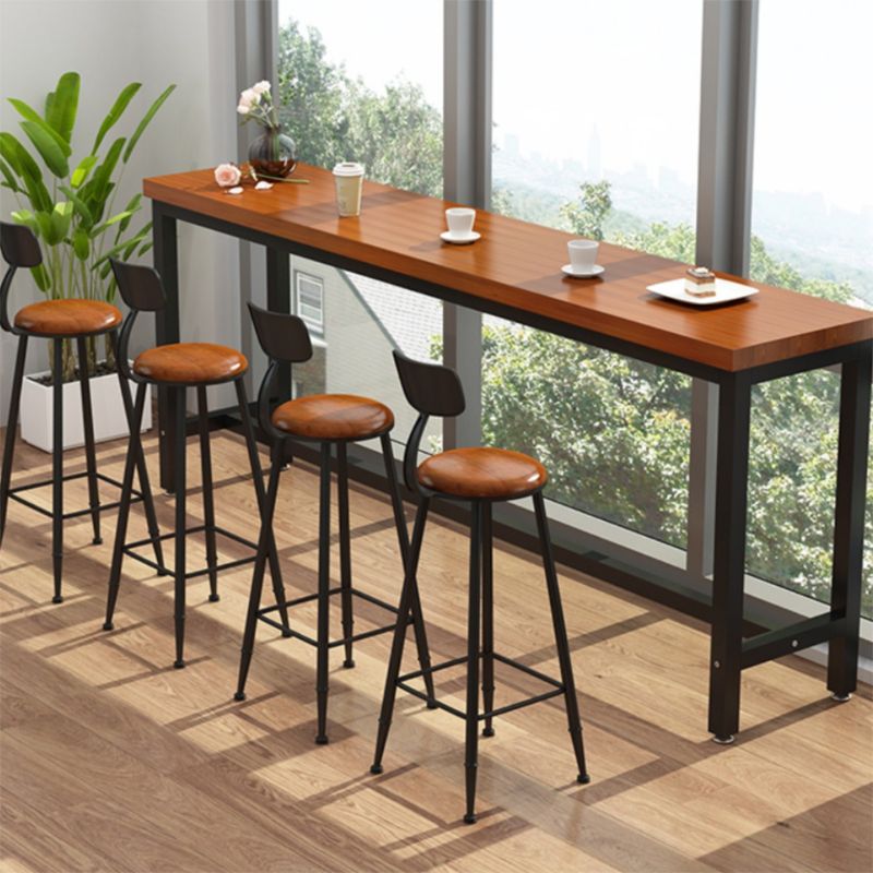Industrial Wooden 1/2/5 Pieces Bar Table Set Rectangle Bar Table with Metal Legs Clearhalo 'Bar Furniture' 'furn' 'furn_home_bar_bar_sets' 'Furniture' 'Home Bars & Bar Sets' 'home_bar_bar_sets' 'Kitchen & Dining Furniture' 1200x1200_eeba4bb8-cdac-4033-82af-882e7292eede