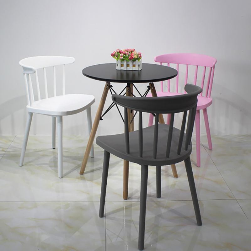 Modern Style Stackable Plastic Chair Windsor Back Folding Side Chair 16.5"x15"x29.9" Clearhalo 'Dining Chairs' 'Dining Tables & Seating' 'dining_chair' 'furn' 'furn_dining_chair' 'Furniture' 'furniture_dining_chair' 'Kitchen & Dining Furniture' 1200x1200_eebaab23-000a-4539-8779-eb27cb47da1d