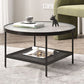 Salontafel met 4 poten, koffiecocktailtafel met glazen blad en plank