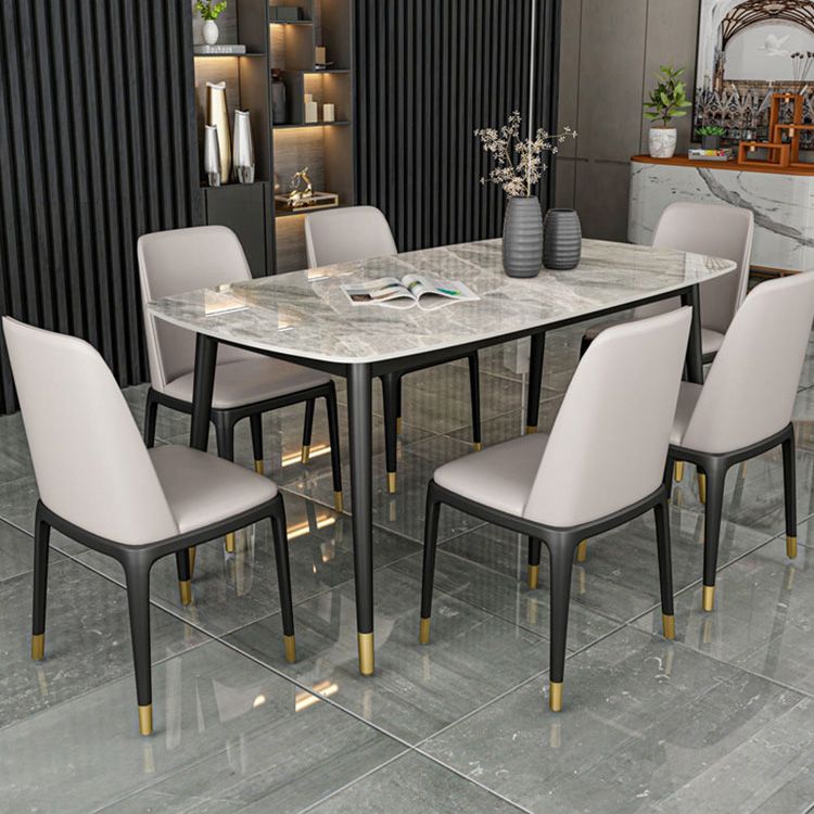 Rectangle Luxury Dining Table Grey Tone Fixed Table of Sintered Stone Clearhalo ' dining_table' 'Dining Tables & Seating' 'Dining Tables' 'furn' 'furn_dining_table' 'Furniture' 'furniture_dining_table' 'Kitchen & Dining Furniture' 'kitchen&dining_furn' 'kitchen' 'kitchen_dining_table' 1200x1200_eebd6d36-9a3f-4f2f-94e8-5c74eb9d2d79