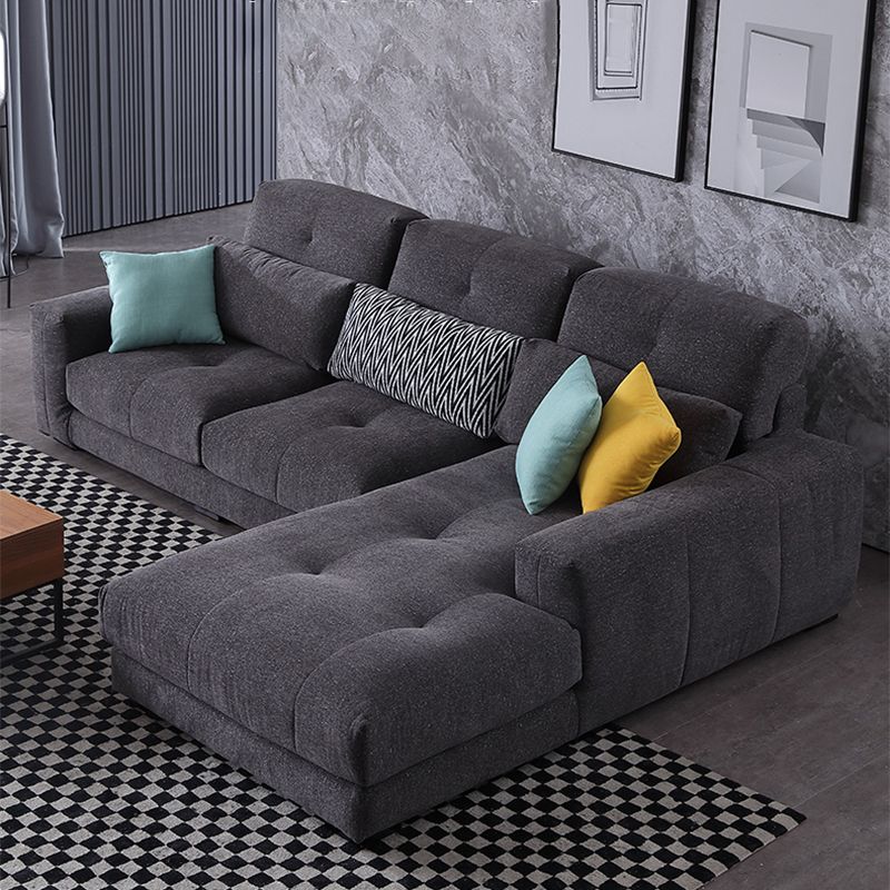 34.2"H Modern Cotton Blend Square Arm Sofa & Chaise for Living Room