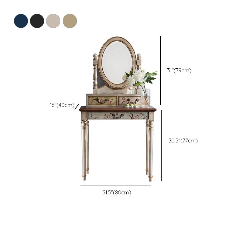 Victorian Makeup Vanity Desk Bedroom Dressing Table Stool Set with Drawer