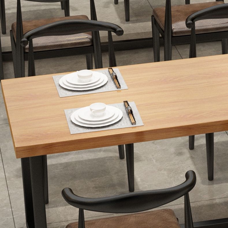 Black Metal Trestle Counter Table Industrial Rectangle Solid Wood Top Table Clearhalo 'Dining Tables & Seating' 'Dining Tables' 'dining_table' 'furn' 'furn_dining_table' 'Furniture' 'Kitchen & Dining Furniture' 1200x1200_eebf3203-c6b4-46b3-a800-5df4e6ef006a