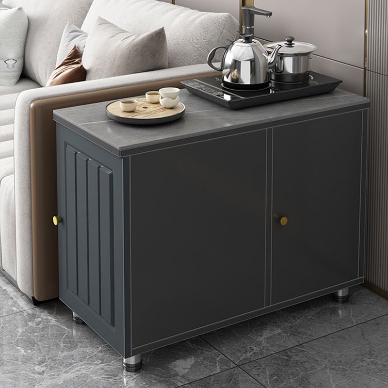 Rectangular Stone Side Table 24.41" Tall 2-Door End Table with Storage Clearhalo 'Coffee & Accent Tables' 'End & Side Tables' 'end_side_tables' 'furn' 'furn_end_side_tables' 'Furniture' 'Living Room Furniture' 1200x1200_eebfdb59-537d-4dea-a50c-1c4ff9dffe9a