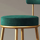 Nordic Backrest Armless Counter Stool Iron Bar Stool with Footrest and Cushion