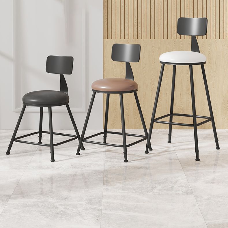 Modern Armless Backrest Counter Stool Iron Cafe Bar Stool with Leather Cushion Clearhalo 'Bar Furniture' 'Bar Stools' 'bar_stools' 'furn' 'furn_bar_stools' 'Furniture' 'furniture_bar_stools' 'Kitchen & Dining Furniture' 1200x1200_eec100e0-8fee-434b-94ca-5a513bbc3437