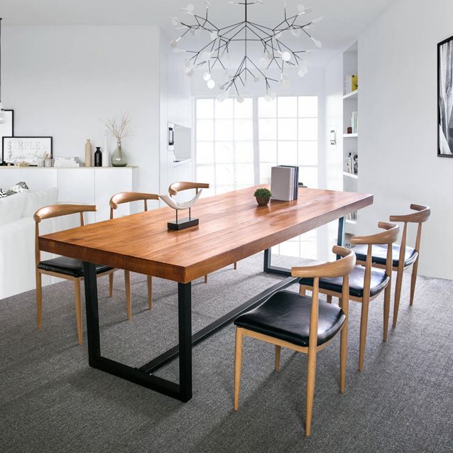 Brown Pine Wood Top Rectangular Desk Industrial Office Desk with Trestle Clearhalo 'furn' 'furn_office_desk' 'Furniture' 'Office Desks' 'Office Furniture' 'office_desk' 1200x1200_eec1a1f9-36c4-4716-ab52-d57b4505f2a6