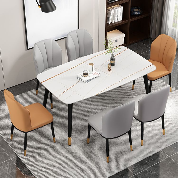 Modern Kitchen Leather Dining Chair 36"H Parsons Chair with Metal Legs Clearhalo ' kitchen&dining_furn' 'Dining Chairs' 'Dining Tables & Seating' 'dining_chair' 'furn' 'furn_dining_chair' 'Furniture' 'furniture_dining_chair' 'Kitchen & Dining Furniture' 'kitchen' 1200x1200_eec26568-28d6-4004-ac05-77b1732d1347