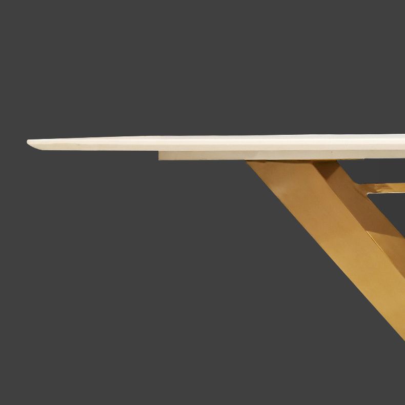 Rectangle Traditional Luxury Dining Table Sintered Stone Table with Gold Pedestal Base Clearhalo ' dining_table' 'Dining Tables & Seating' 'Dining Tables' 'furn' 'furn_dining_table' 'Furniture' 'furniture_dining_table' 'Kitchen & Dining Furniture' 'kitchen&dining_furn' 'kitchen' 'kitchen_dining_table' 1200x1200_eec2f3af-2656-4403-b0cc-136e43529665