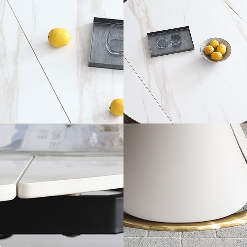 Glam 1/4/5/7 Pieces Scalable Dinette Set with White Sintered Stone Round Dining Table Set Clearhalo 'Dining Room Sets' 'Dining Tables & Seating' 'dining_room_set' 'furn' 'furn_dining_room_set' 'Furniture' 'furniture_dining_room_set' 'Kitchen & Dining Furniture' 1200x1200_eec2fa5b-7f17-49b4-80e5-bd0fad3a0c9f