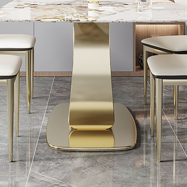 Glam Sintered Stone Dining Table Rectangle Standard Dining Table for Kitchen Clearhalo ' dining_table' 'Dining Tables & Seating' 'Dining Tables' 'furn' 'furn_dining_table' 'Furniture' 'furniture_dining_table' 'Kitchen & Dining Furniture' 'kitchen&dining_furn' 'kitchen' 'kitchen_dining_table' 1200x1200_eec2ffe1-c41c-4a55-9a97-d08281c47f4f