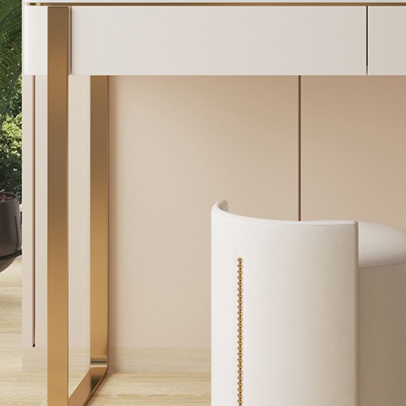 Technischer Holz Make -up -Schminktischhocker mit Glasakzent