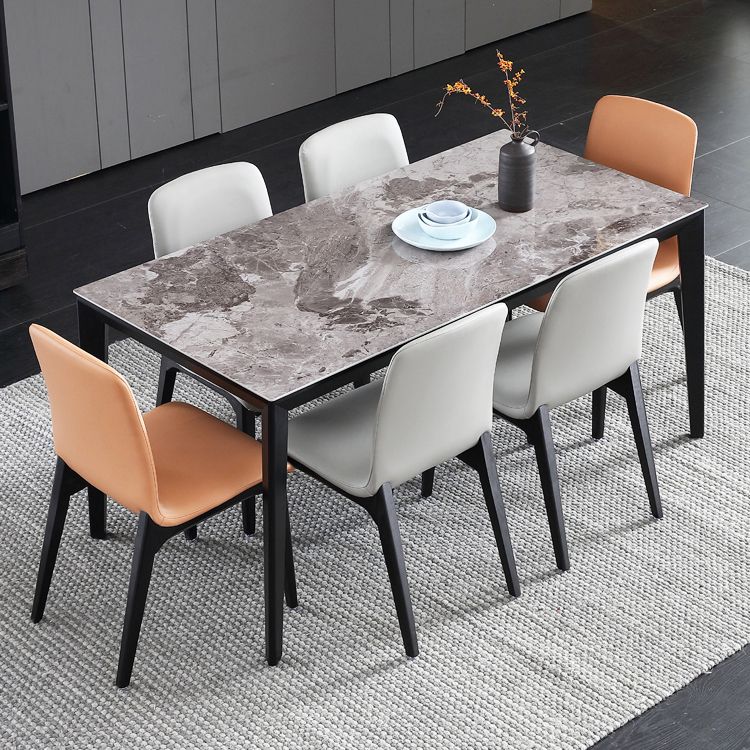Sintered Stone Grey Tone Table Mid-Century 4 Legs Table for Dining Room Clearhalo ' dining_table' 'Dining Tables & Seating' 'Dining Tables' 'furn' 'furn_dining_table' 'Furniture' 'furniture_dining_table' 'Kitchen & Dining Furniture' 'kitchen&dining_furn' 'kitchen' 'kitchen_dining_table' 1200x1200_eec4c501-171a-44cb-ac9e-f33b890508e8
