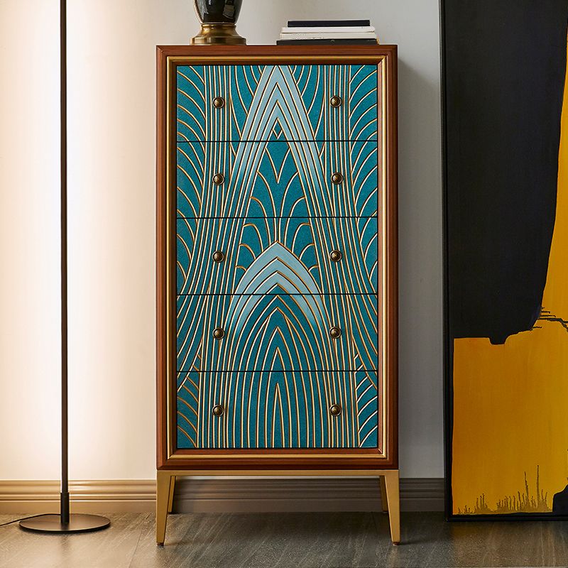 Cassa in legno di stoccaggio in stile glam con cassetti a chiusura morbida per la casa