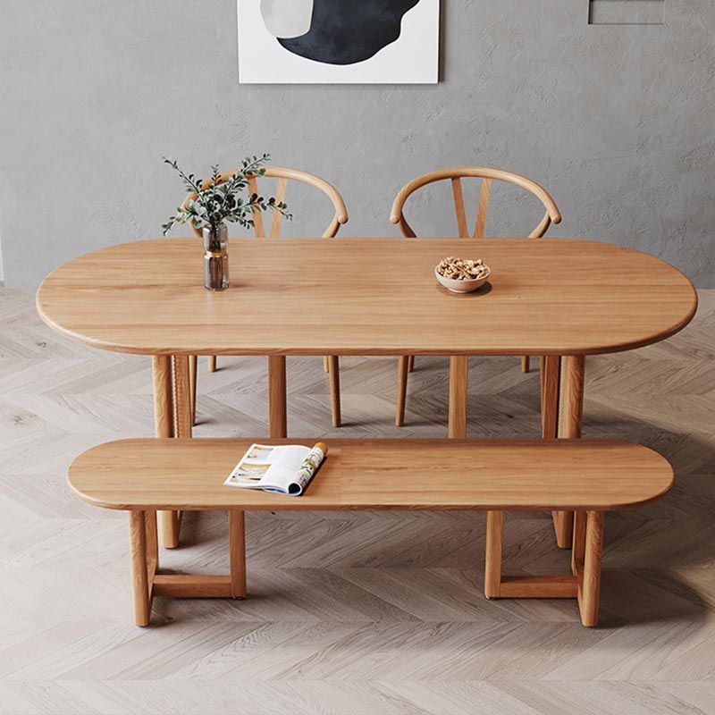 Modern Dining Table Solid Wood Top Dining Table with Double Rattan Base for Living Room Clearhalo 'Dining Tables & Seating' 'Dining Tables' 'dining_table' 'furn' 'furn_dining_table' 'Furniture' 'furniture_dining_table' 'Kitchen & Dining Furniture' 1200x1200_eec81133-98c8-465a-958a-5427f413fff1
