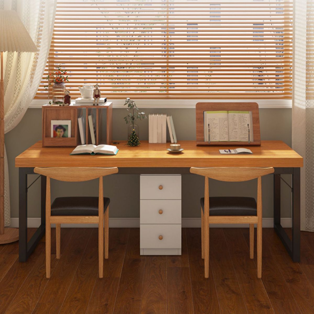 Mesa de comedor rectangular moderna Base de trineo de madera para sala de estar para sala de estar