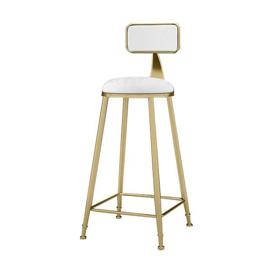 Upholstered Dining Stool Glam Low Back Bar Stool with Gold Metal Base