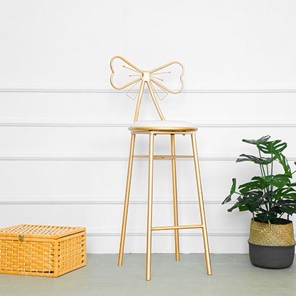 Glam Armless Backrest Counter Stool Iron Dessert Shop Bar Stool with Cushion and Pedal Clearhalo 'Bar Furniture' 'Bar Stools' 'bar_stools' 'furn' 'furn_bar_stools' 'Furniture' 'furniture_bar_stools' 'Kitchen & Dining Furniture' 1200x1200_eecb36a1-2d2d-4d60-87c9-5e5ccdc5c4b2