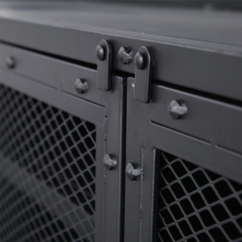 Industrial Style Metal TV Stand Black Colour Cable Management TV Console