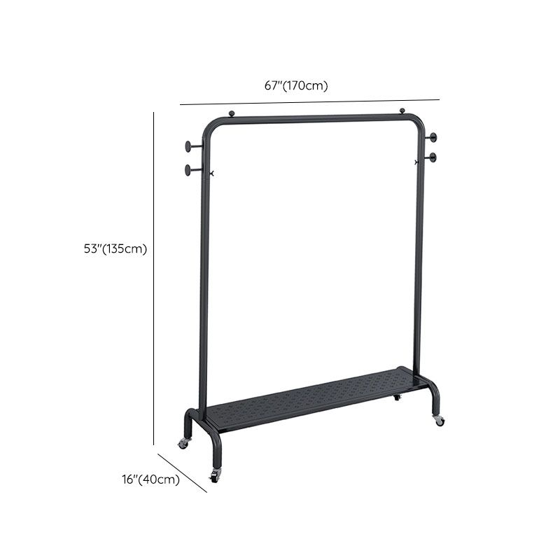 Rack de manteau d'entrée industriel métal rail rail inférieur d'étagère inférieur avec 4 crochets