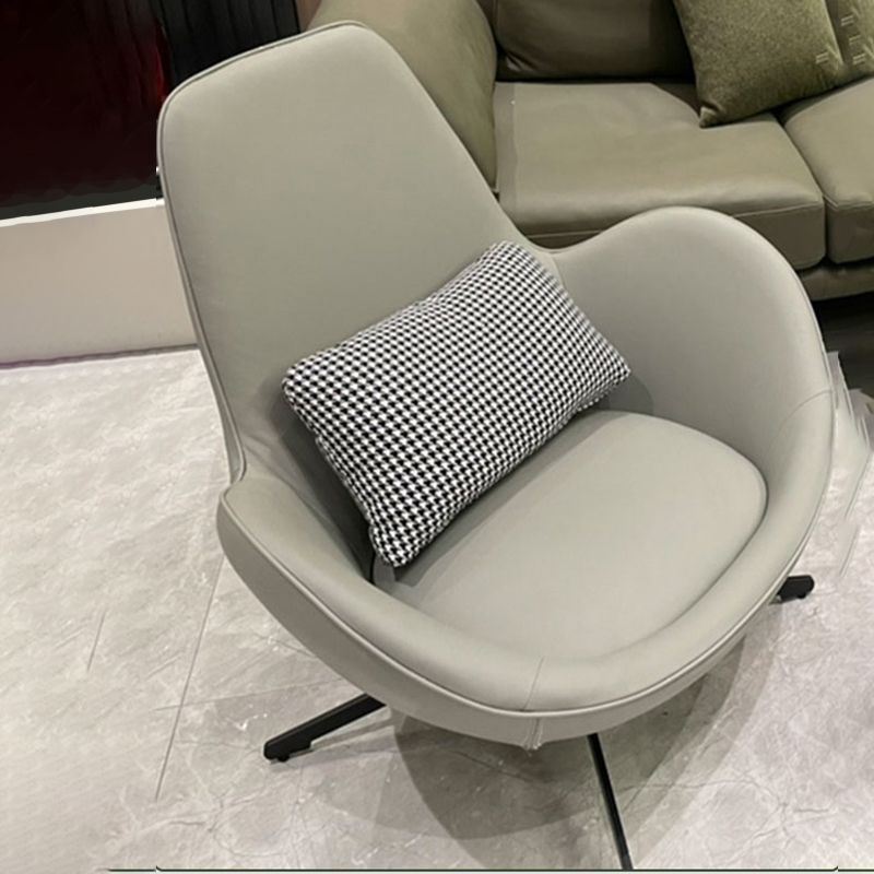 37.5"L x 37"W x 34"H Casual Eggshell Chair Faux Leather and Velvet Accent Chair Clearhalo 'Accent Chairs' 'accent_chairs' 'Chairs & Seating' 'furn' 'furn_accent_chairs' 'Furniture' 'Living Room Furniture' 1200x1200_eecc6ebb-94b2-4144-bba1-441c50ae8c40