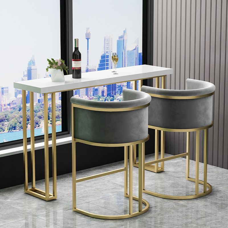 Glam Wood Pub Table with Rectangle Table Top Gold Sled Table - 41.3" H Clearhalo 'Bar Furniture' 'Bar Tables' 'bar_tables' 'furn' 'furn_bar_tables' 'Furniture' 'furniture_bar_tables' 'Kitchen & Dining Furniture' 1200x1200_eece31fd-a7fa-4321-8551-1607f2ca8868