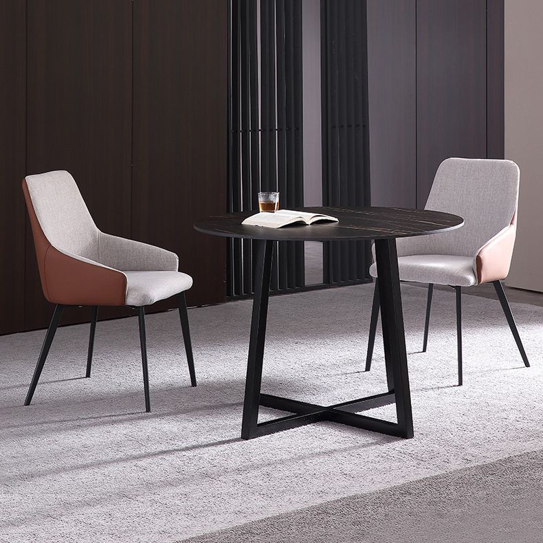 Metal Contemporary Dining Set 1/2/3 Pieces Black Stone Dining Table with Padded Chairs Clearhalo 'Dining Room Sets' 'Dining Tables & Seating' 'dining_room_set' 'furn' 'furn_dining_room_set' 'Furniture' 'Kitchen & Dining Furniture' 1200x1200_eed06915-03c0-4e42-90c7-47f4421bd68f