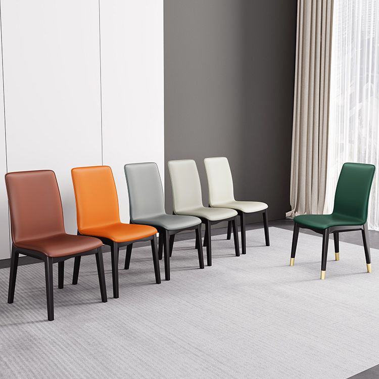 Industrial Restaurant Leather Side Chair Matte Finish Solid Back Dining Chair Clearhalo ' kitchen&dining_furn' 'Dining Chairs' 'Dining Tables & Seating' 'dining_chair' 'furn' 'furn_dining_chair' 'Furniture' 'furniture_dining_chair' 'Kitchen & Dining Furniture' 'kitchen' 1200x1200_eed073c8-88fe-4cc6-8230-f65f3f39335d