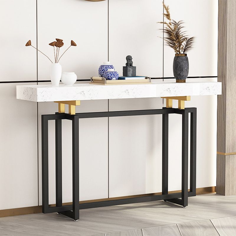 Console resistente alla macchia di rettangolo di marmo glam in nero/bianco