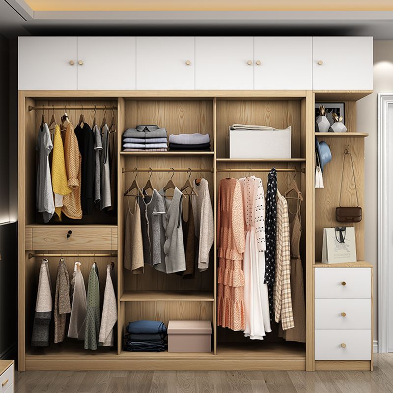 Armoire de couleur finale naturelle Closet de garde-robe en bois contemporain avec tiroir
