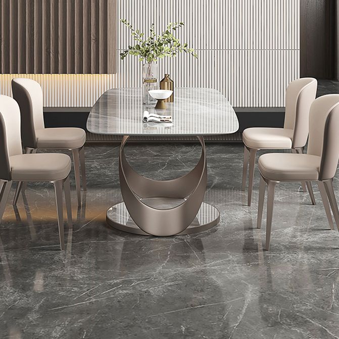 Traditional Luxury Dining Table Gray Rectangle Sintered Stone Dining Table with Pedestal Base Clearhalo ' dining_table' 'Dining Tables & Seating' 'Dining Tables' 'furn' 'furn_dining_table' 'Furniture' 'furniture_dining_table' 'Kitchen & Dining Furniture' 'kitchen&dining_furn' 'kitchen' 'kitchen_dining_table' 1200x1200_eed1f113-53ac-4bc9-a718-eb7be317687a