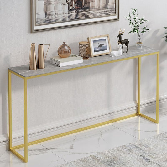 33.46" Tall Glam Console Sofa Table 1-Shelf Stone Accent Table for Hall