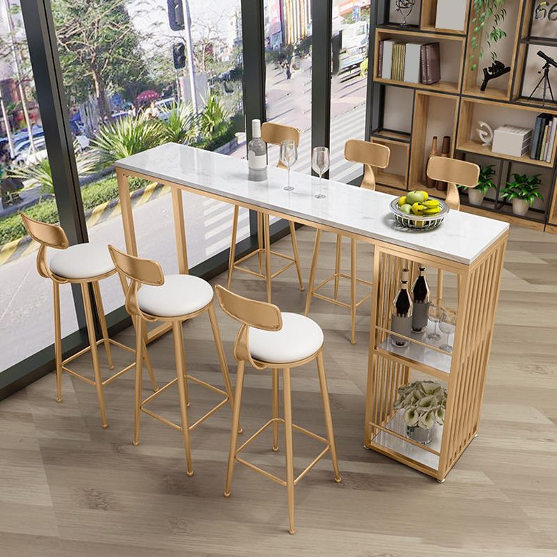 Glam Style Bar Table 42-inch Height Artificial Marble Top Bar Table Clearhalo 'Bar Furniture' 'Bar Tables' 'bar_tables' 'furn' 'furn_bar_tables' 'Furniture' 'furniture_bar_tables' 'Kitchen & Dining Furniture' 1200x1200_eed2fe15-6474-4332-909c-21687bdf3d1a